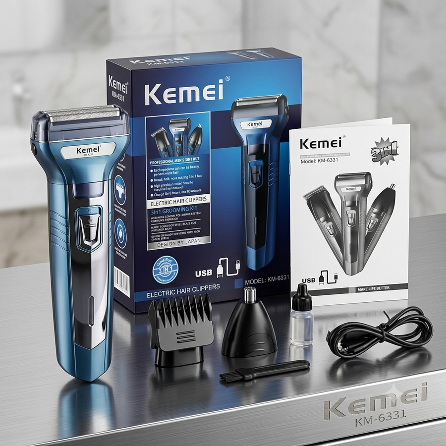 Kemei KM-6331 3 in 1 Grooming Kit with USB Charging